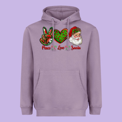 Peace Love Santa Heavyweight Hoodie Designed By Ranaportraitstore
