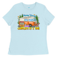 Baby Blue Making Memories Campsites Time Ladies Tee - CowhideDigitalArt