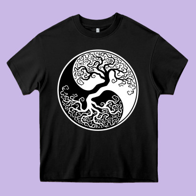 Tree Of Life Yin Yang Heavy Core Tee Designed By Artisfamous