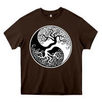 Chocolate Brown tree of life yin yang Heavy Core Tee - artisFamous
