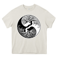 Cream tree of life yin yang Heavy Core Tee - artisFamous