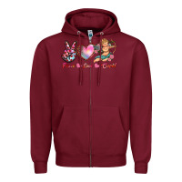 Burgundy peace love cupid Zipper Hoodie - RanaPortraitStore