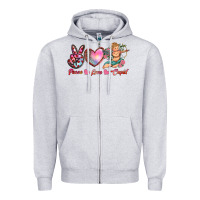 Heather Grey peace love cupid Zipper Hoodie - RanaPortraitStore