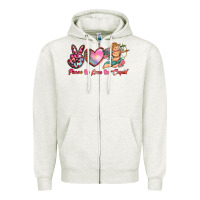 Oatmeal Heather peace love cupid Zipper Hoodie - RanaPortraitStore