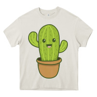 Cream happy cactus hug me please Heavy Core Tee - artisFamous