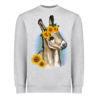 Heather Grey Sunflower Baby Donkey Heavyweight Sweatshirt - RanaPortraitStore
