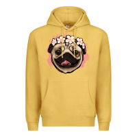 Antique Gold pug floral Premium Hoodie - Jasminsmagicworld