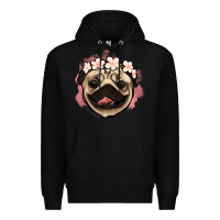 Black pug floral Premium Hoodie - Jasminsmagicworld