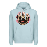 Blue Mist pug floral Premium Hoodie - Jasminsmagicworld