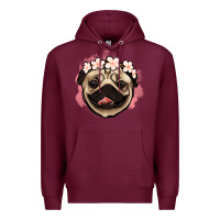 Burgundy pug floral Premium Hoodie - Jasminsmagicworld