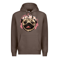 Coffee pug floral Premium Hoodie - Jasminsmagicworld