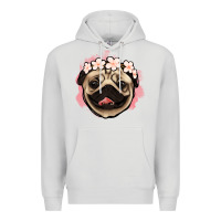 Dove Grey pug floral Premium Hoodie - Jasminsmagicworld