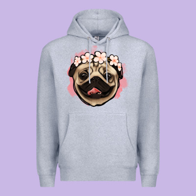 Pug Floral Premium Hoodie Designed By Jasminsmagicworld