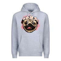 Heather Grey pug floral Premium Hoodie - Jasminsmagicworld