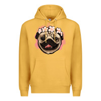 Mustard pug floral Premium Hoodie - Jasminsmagicworld
