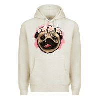 Oatmeal Heather pug floral Premium Hoodie - Jasminsmagicworld