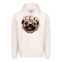 Pale Pink pug floral Premium Hoodie - Jasminsmagicworld
