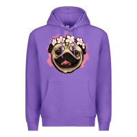 Purple pug floral Premium Hoodie - Jasminsmagicworld