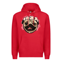 Red pug floral Premium Hoodie - Jasminsmagicworld