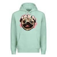 Seafoam pug floral Premium Hoodie - Jasminsmagicworld