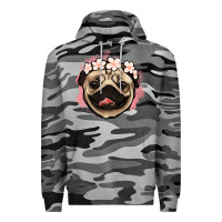 Slate Camo pug floral Premium Hoodie - Jasminsmagicworld