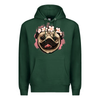 Sports Green pug floral Premium Hoodie - Jasminsmagicworld