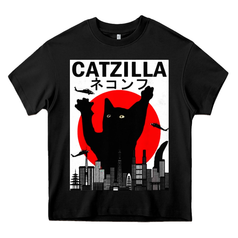 Vintage Catzilla Japanese Sunset Style Heavy Core Tee by artisFamous | Teevron