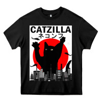 Black vintage catzilla japanese sunset style Heavy Core Tee - artisFamous