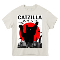 Cream vintage catzilla japanese sunset style Heavy Core Tee - artisFamous