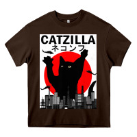 Chocolate Brown vintage catzilla japanese sunset style Heavy Core Tee - artisFamous
