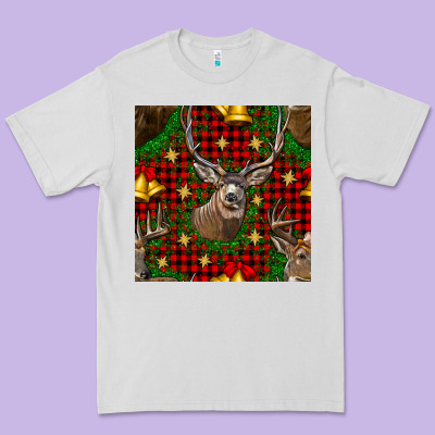 Christmas Deer And Bell Seamless Pattern Premium Tee Designed By Bundleandbundleshop