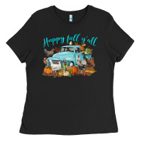 Black Happy Fall Y'all Ladies Tee - LillyAllenDesigns