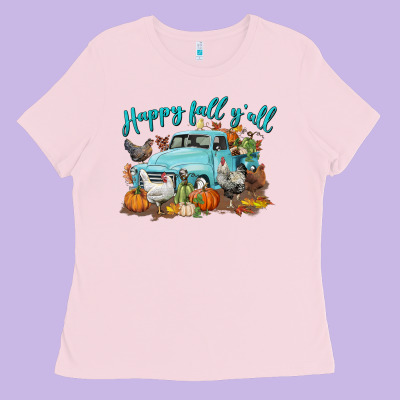 Happy Fall Y'all Ladies Tee Designed By Lillyallendesigns