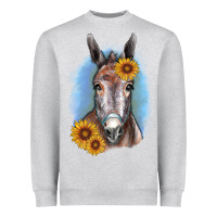 Heather Grey Sunflower Donkey Heavyweight Sweatshirt - RanaPortraitStore