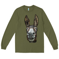 Army Green Donkey  Face Long Sleeve Tee - LillyAllenDesigns