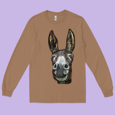 Donkey  Face Long Sleeve Tee Designed By Lillyallendesigns