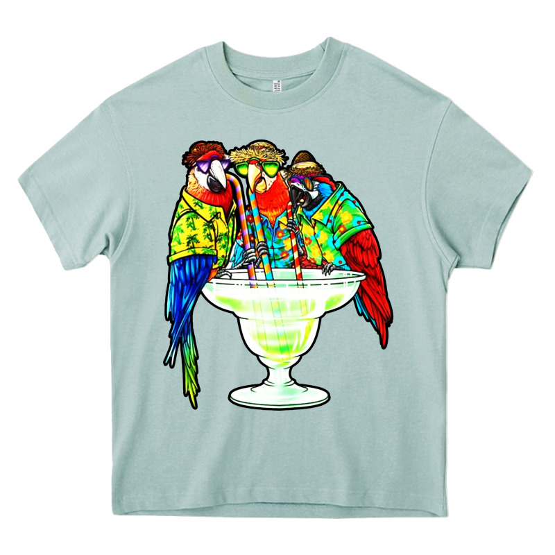 Parrots Drinking Margarita Hawaiian Heavy Core Tee by artisFamous | Teevron
