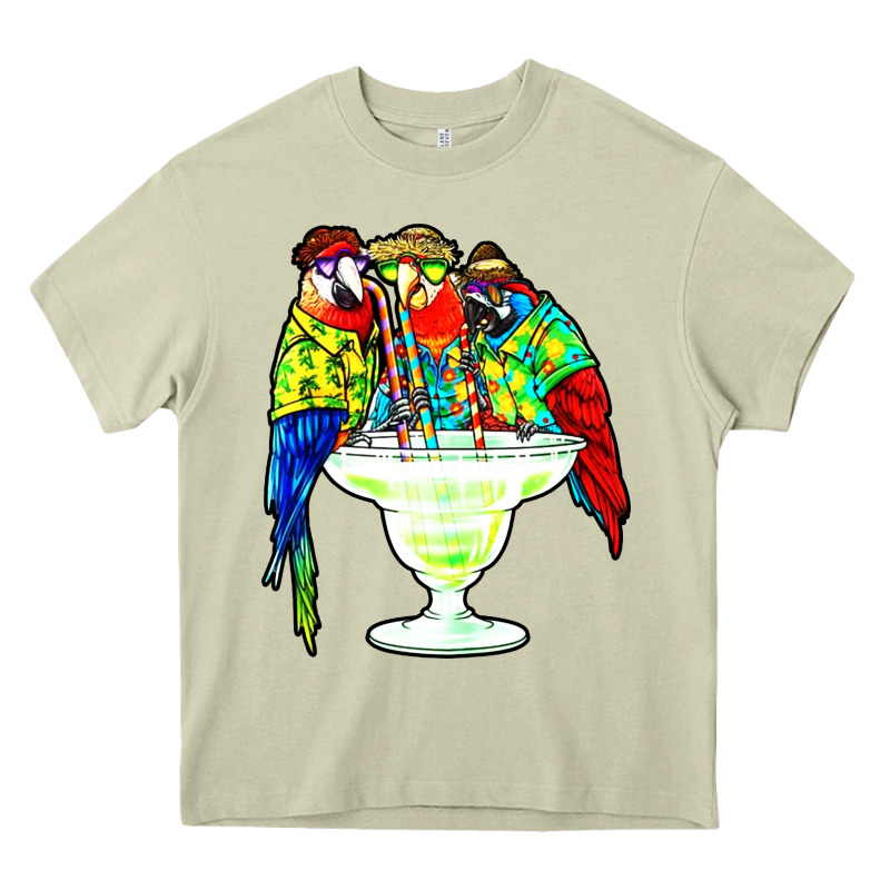 Parrots Drinking Margarita Hawaiian Heavy Core Tee by artisFamous | Teevron