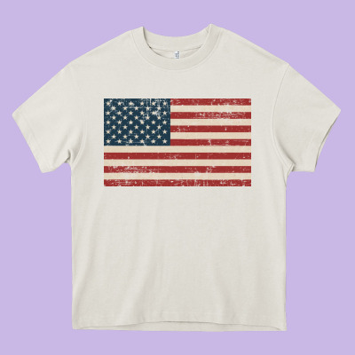American Flag Heavy Core Tee Designed By Artisfamous