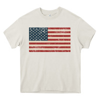 Cream american flag Heavy Core Tee - artisFamous