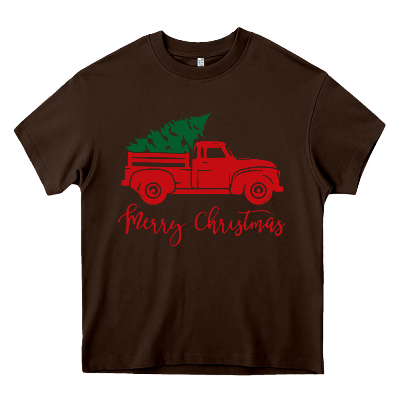 Vintage Red Truck With Christmas Heavy Core Tee by artisFamous | Teevron