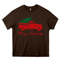 Chocolate Brown vintage red truck with christmas Heavy Core Tee - artisFamous