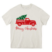 Cream vintage red truck with christmas Heavy Core Tee - artisFamous