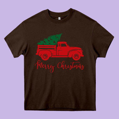Vintage Red Truck With Christmas Heavy Core Tee Designed By Artisfamous