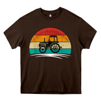 Chocolate Brown vintage tractor Heavy Core Tee - artisFamous