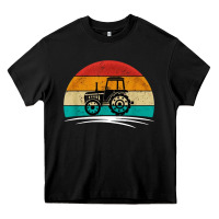 Black vintage tractor Heavy Core Tee - artisFamous