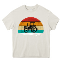 Cream vintage tractor Heavy Core Tee - artisFamous