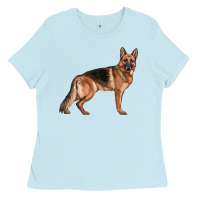 Baby Blue German Shepherd Dog Illustrations Ladies Tee - LillyAllenDesigns
