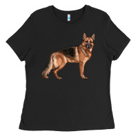 Black German Shepherd Dog Illustrations Ladies Tee - LillyAllenDesigns