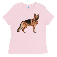 Bubblegum Pink German Shepherd Dog Illustrations Ladies Tee - LillyAllenDesigns